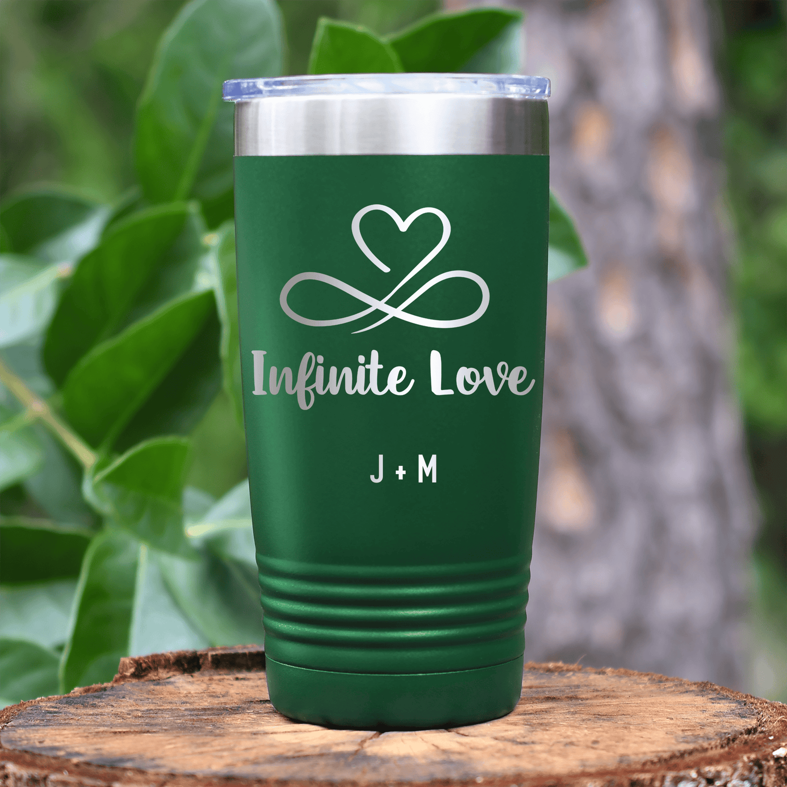 Green Valentines Day Tumbler With Infinite Love Design