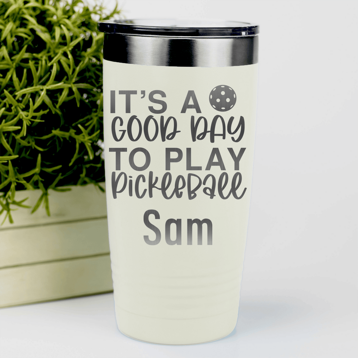White Pickleball Tumbler With Its A Good Day For Pickleball Design