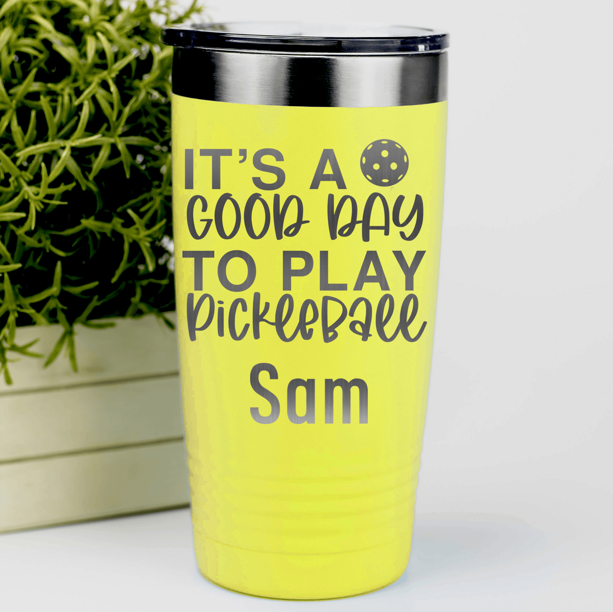 Yellow Pickleball Tumbler With Its A Good Day For Pickleball Design