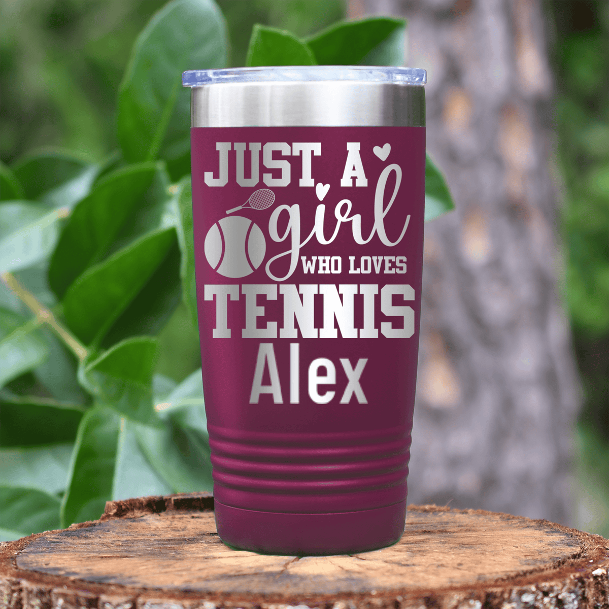 Maroon Tennis For Her Tumbler With Just A Girl Loving Tennis Design