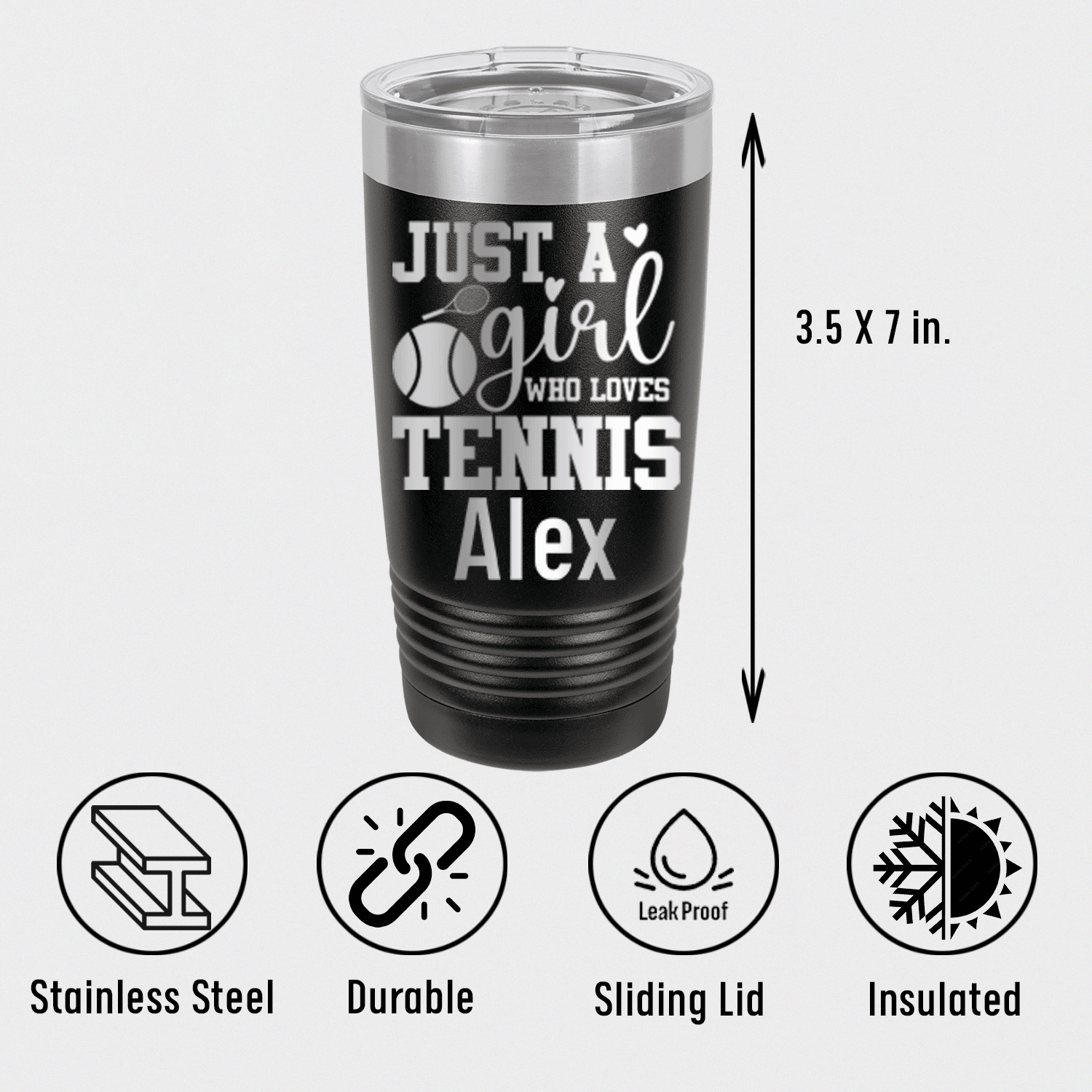 Personalized Just A Girl Loving Tennis Tumbler for her, Customized Gifts for Women by Groovy Girl Gifts