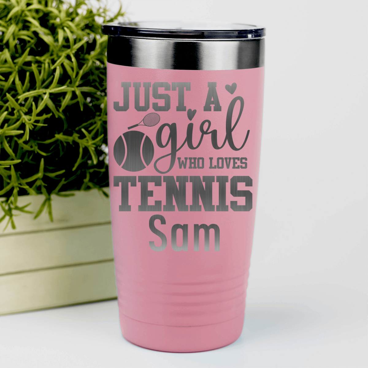 Salmon Tennis For Her Tumbler With Just A Girl Loving Tennis Design