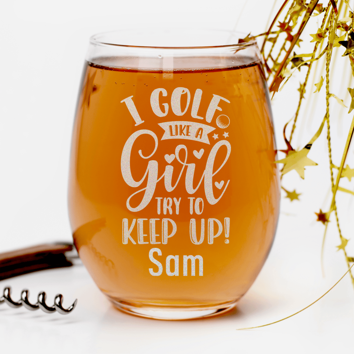 Personalized Keep Up With The Girl Stemless Wine Glass for her, Customized Gifts for Women by Groovy Girl Gifts