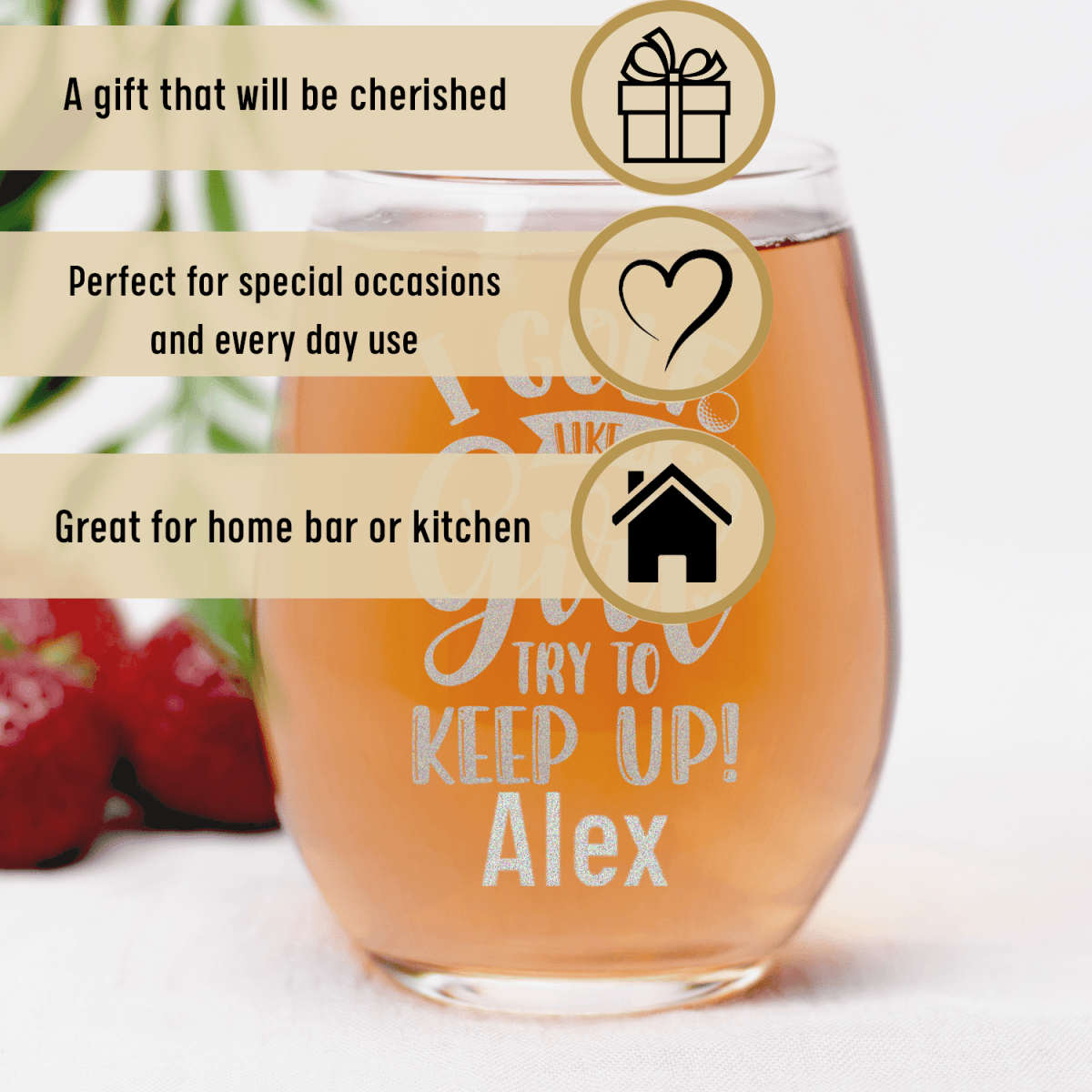 Personalized Keep Up With The Girl Stemless Wine Glass for her, Customized Gifts for Women by Groovy Girl Gifts