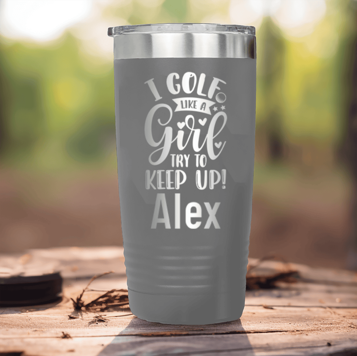 Grey Golf Gifts For Her Tumbler With Keep Up With The Girl Design