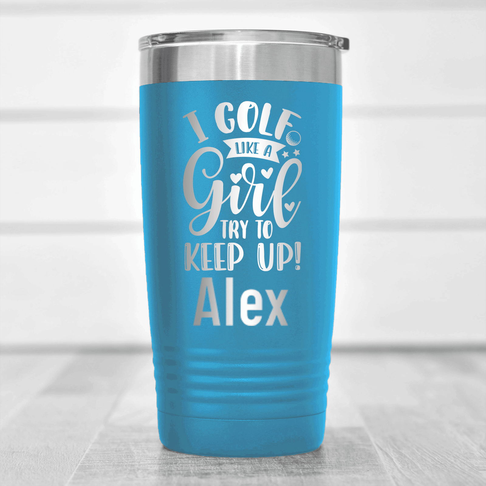 Light Blue Golf Gifts For Her Tumbler With Keep Up With The Girl Design