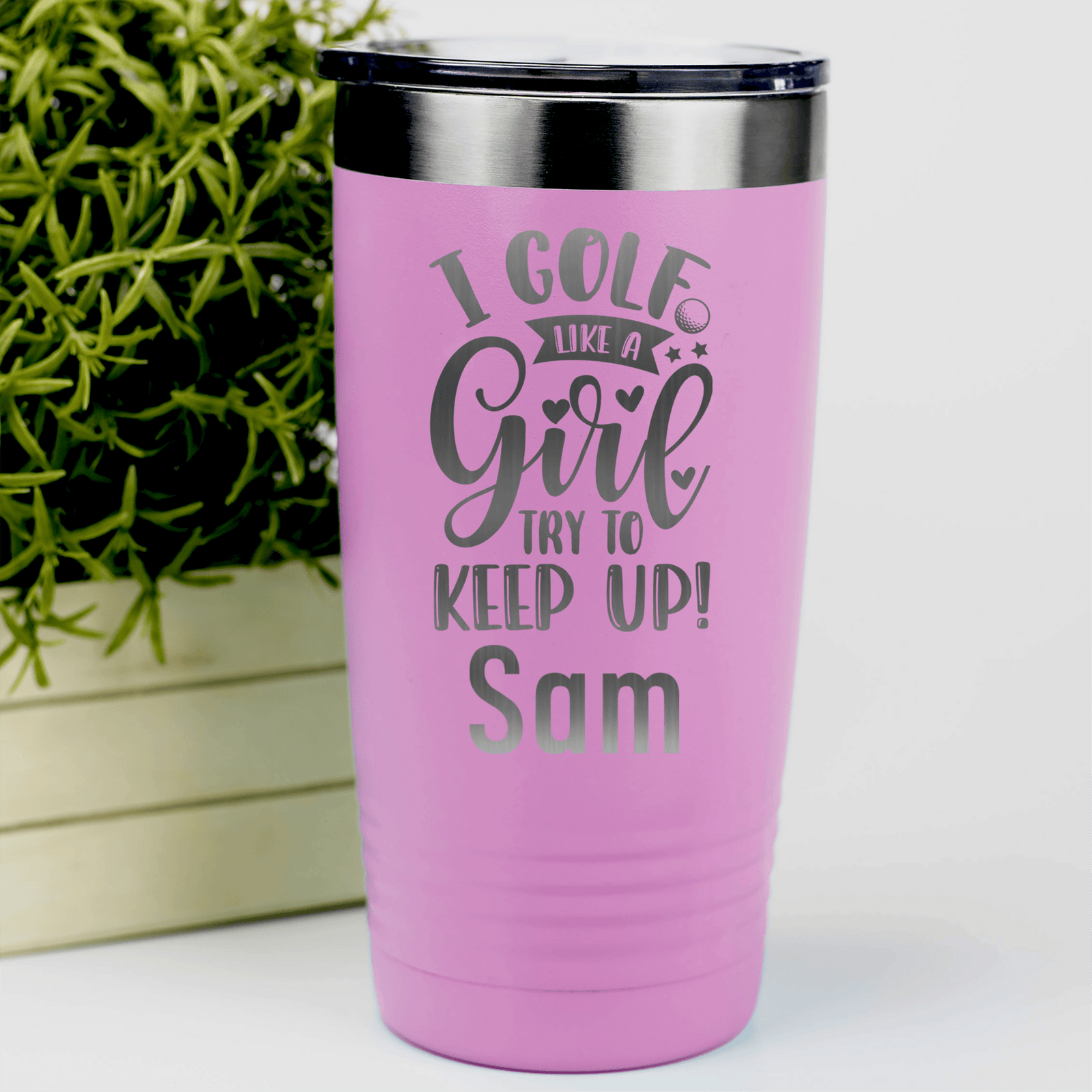 Pink Golf Gifts For Her Tumbler With Keep Up With The Girl Design