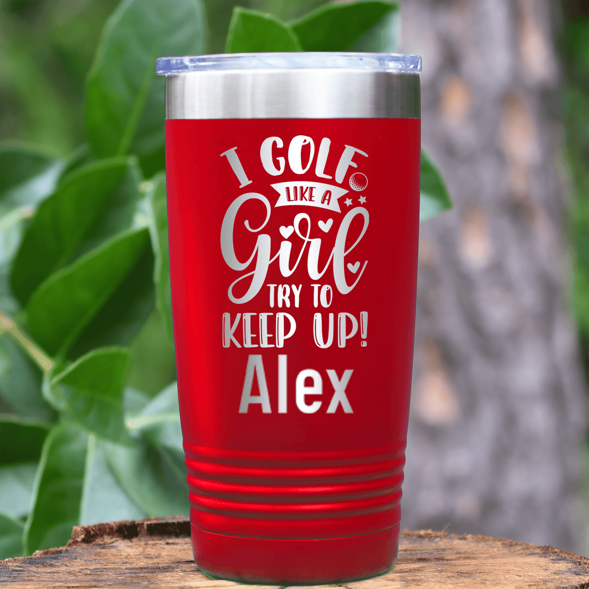 Red Golf Gifts For Her Tumbler With Keep Up With The Girl Design