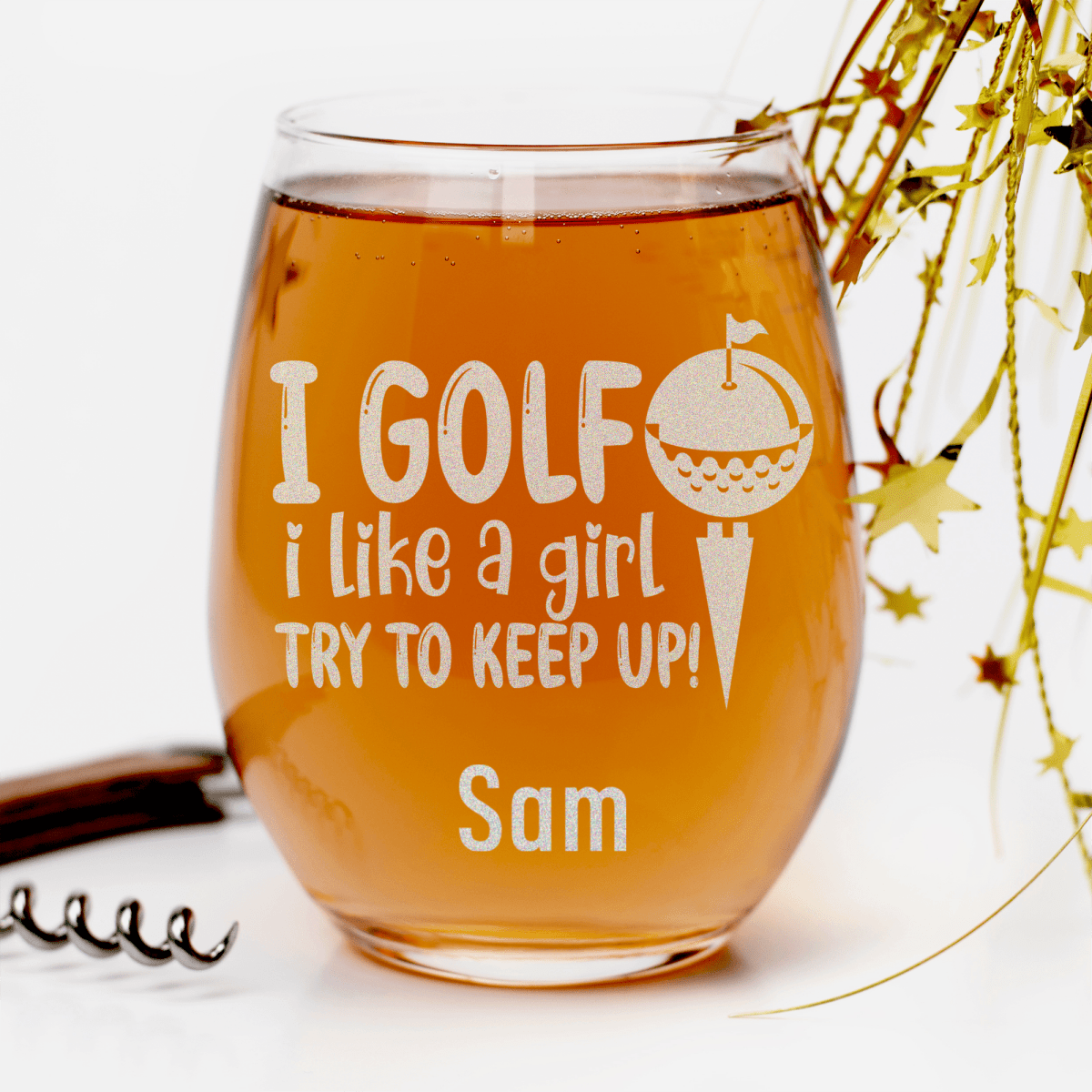 Personalized Keep Up With The Ladies Stemless Wine Glass for her, Customized Gifts for Women by Groovy Girl Gifts