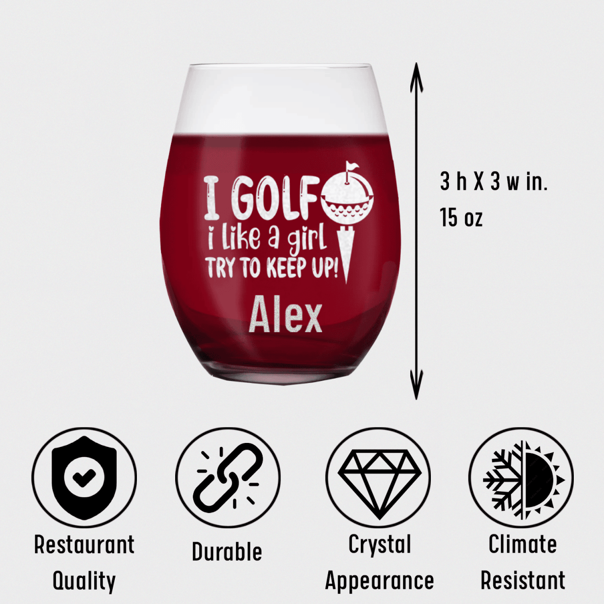 Personalized Keep Up With The Ladies Stemless Wine Glass for her, Customized Gifts for Women by Groovy Girl Gifts