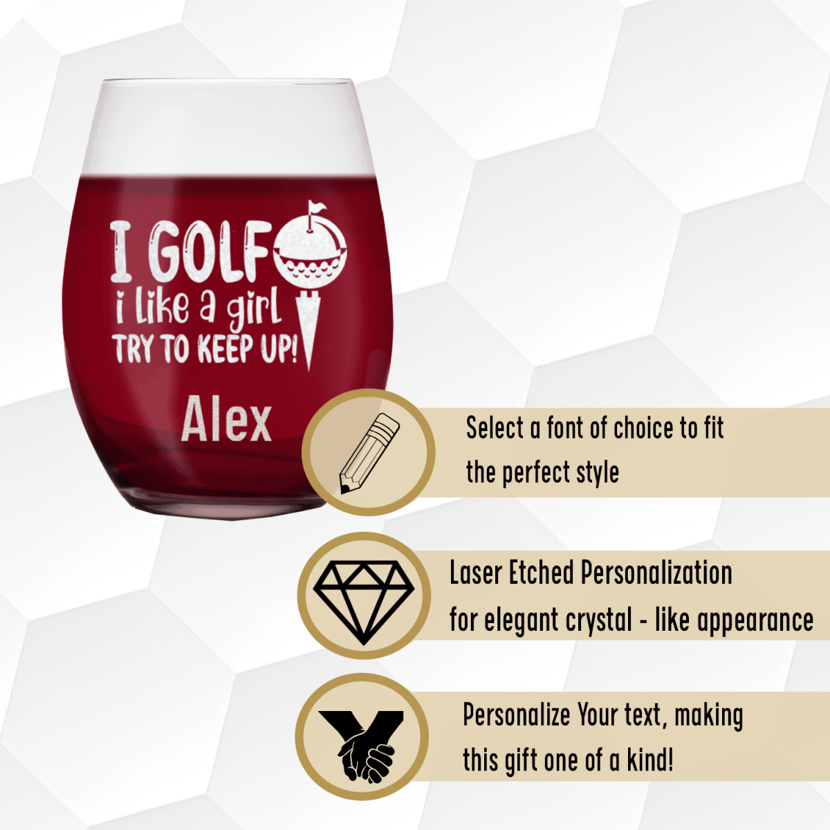 Personalized Keep Up With The Ladies Stemless Wine Glass for her, Customized Gifts for Women by Groovy Girl Gifts