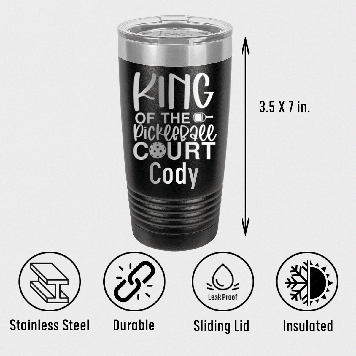 Personalized King Of The Pickleball Court Tumbler for her, Customized Gifts for Women by Groovy Girl Gifts