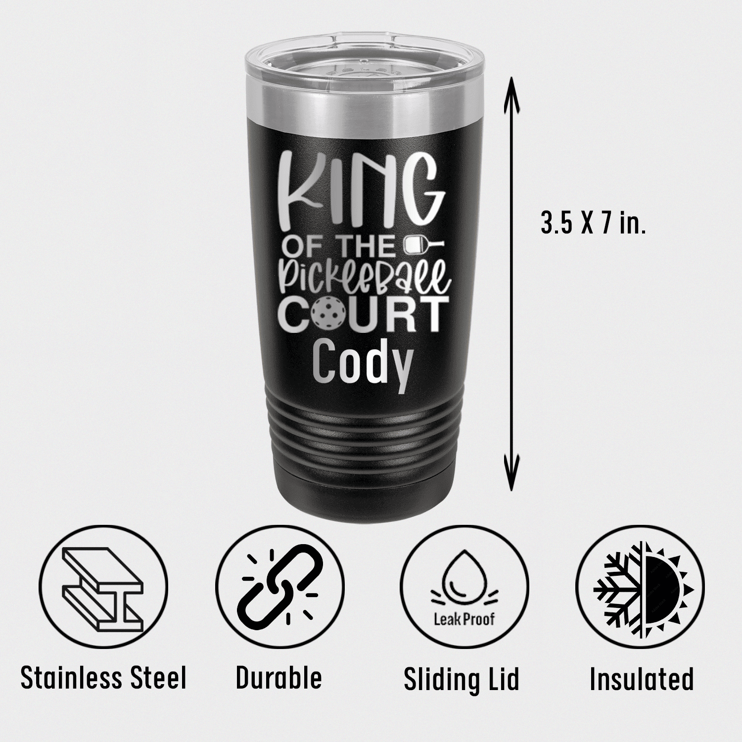 Personalized King Of The Pickleball Court Tumbler for her, Customized Gifts for Women by Groovy Girl Gifts