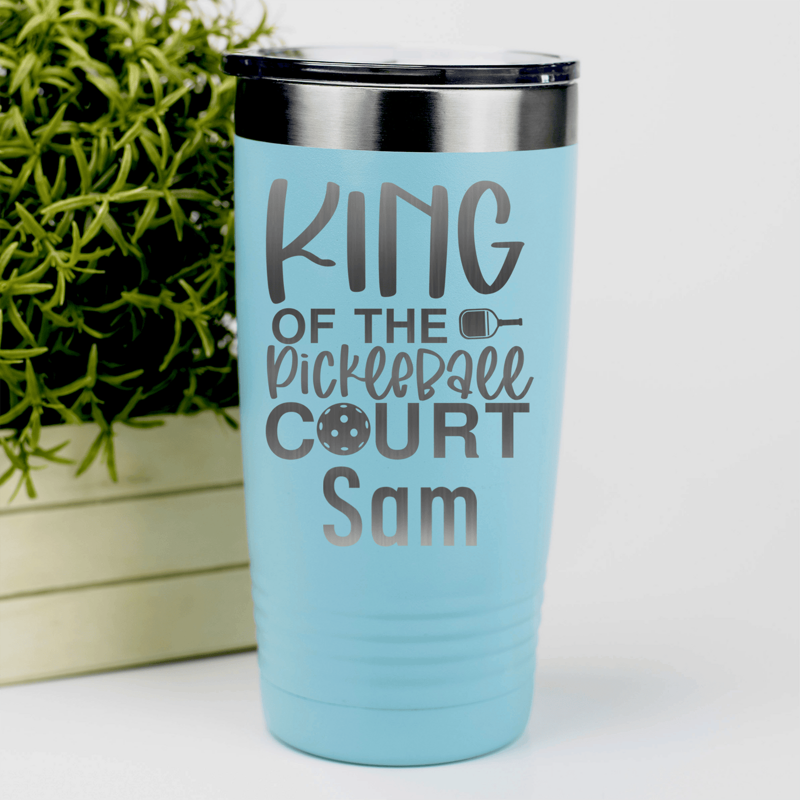 Teal Pickleball Tumbler With King Of The Pickleball Court Design