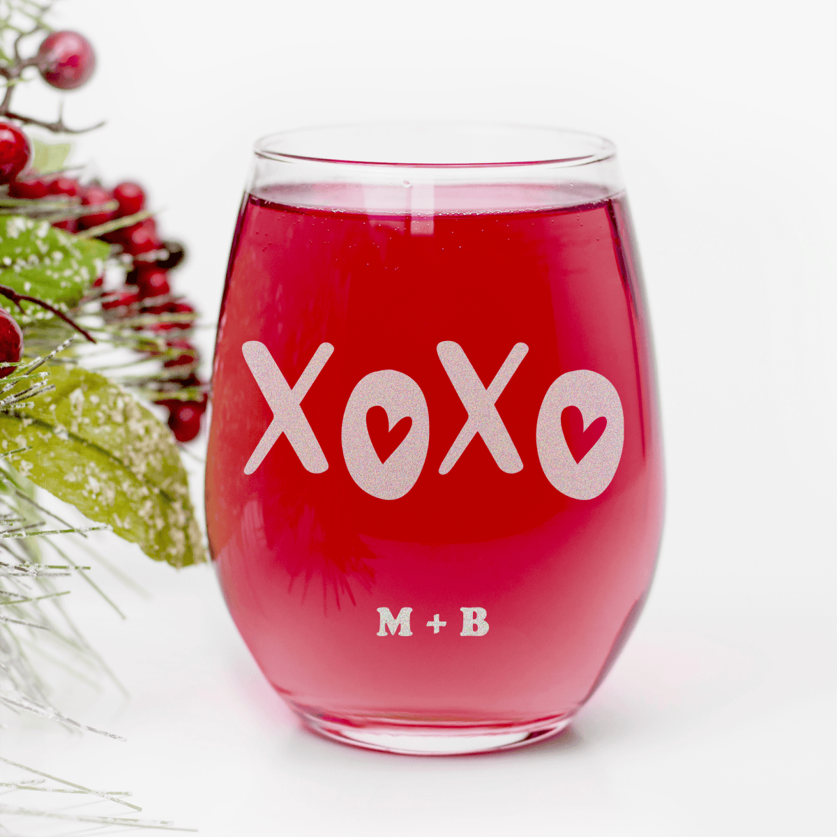 Kisses And Hugs Stemless Wine Glass