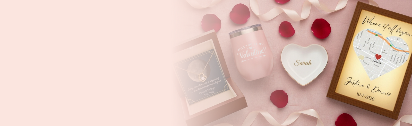 Valentine’s Day banner showing unique personalized gifts for her at Groovy Girl Gifts