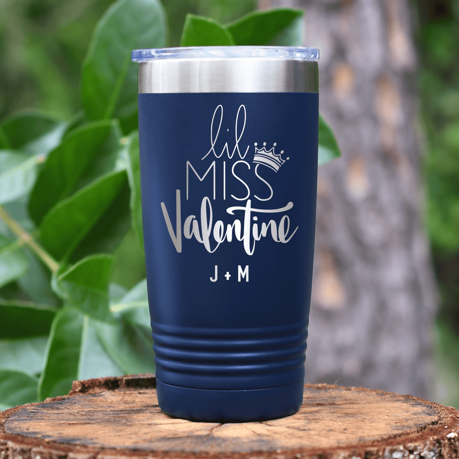 Navy Valentines Day Tumbler With Lil Miss Valentine Design