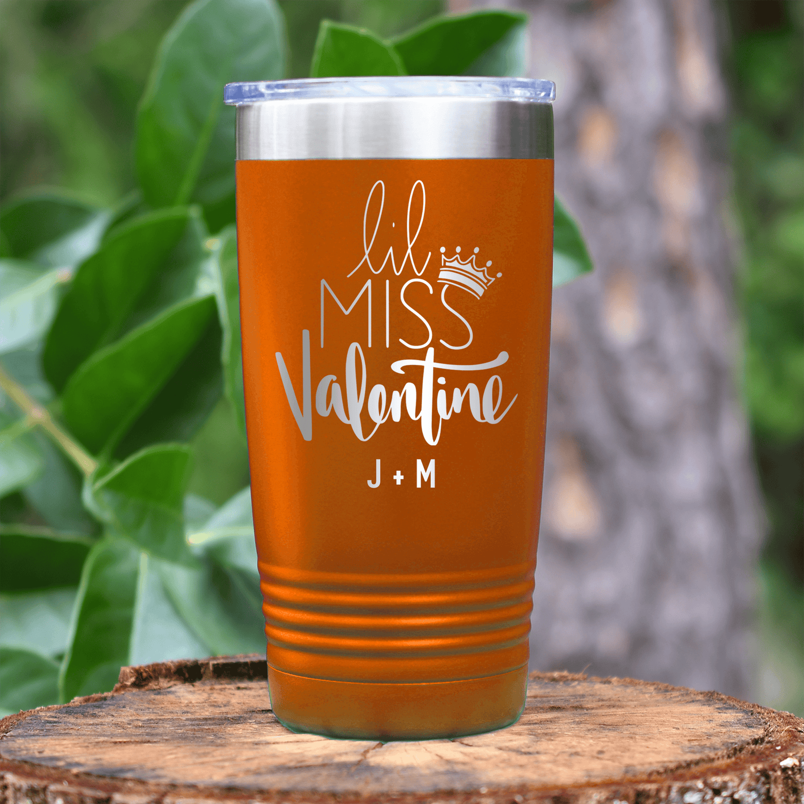 Orange Valentines Day Tumbler With Lil Miss Valentine Design