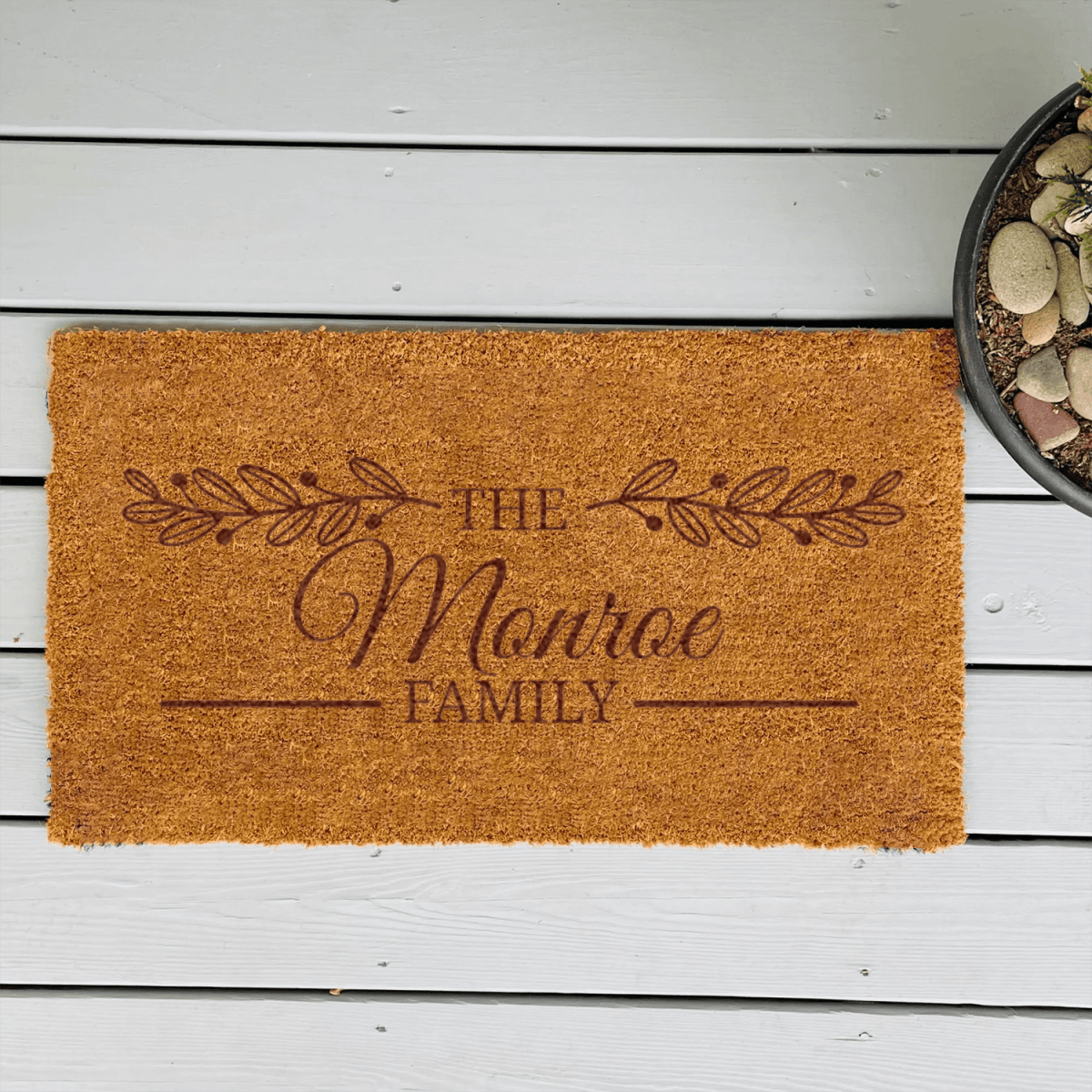 Personalized Lineage Leaf Engraved Door Mat for her, Customized Gifts for Women by Groovy Girl Gifts