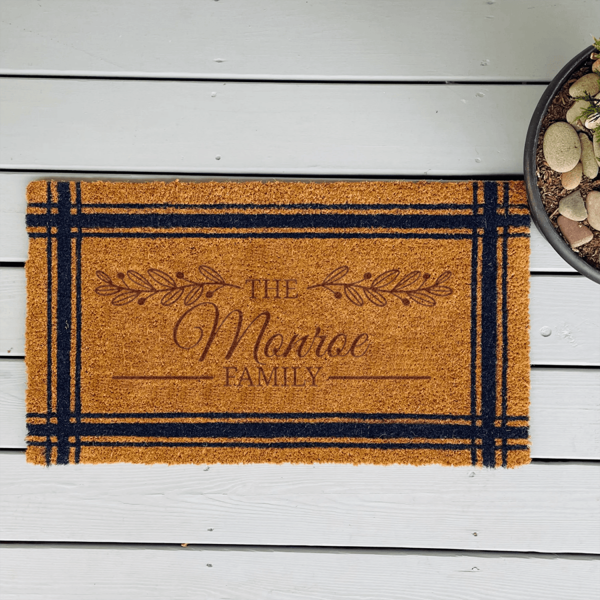 Personalized Lineage Leaf Engraved Door Mat for her, Customized Gifts for Women by Groovy Girl Gifts