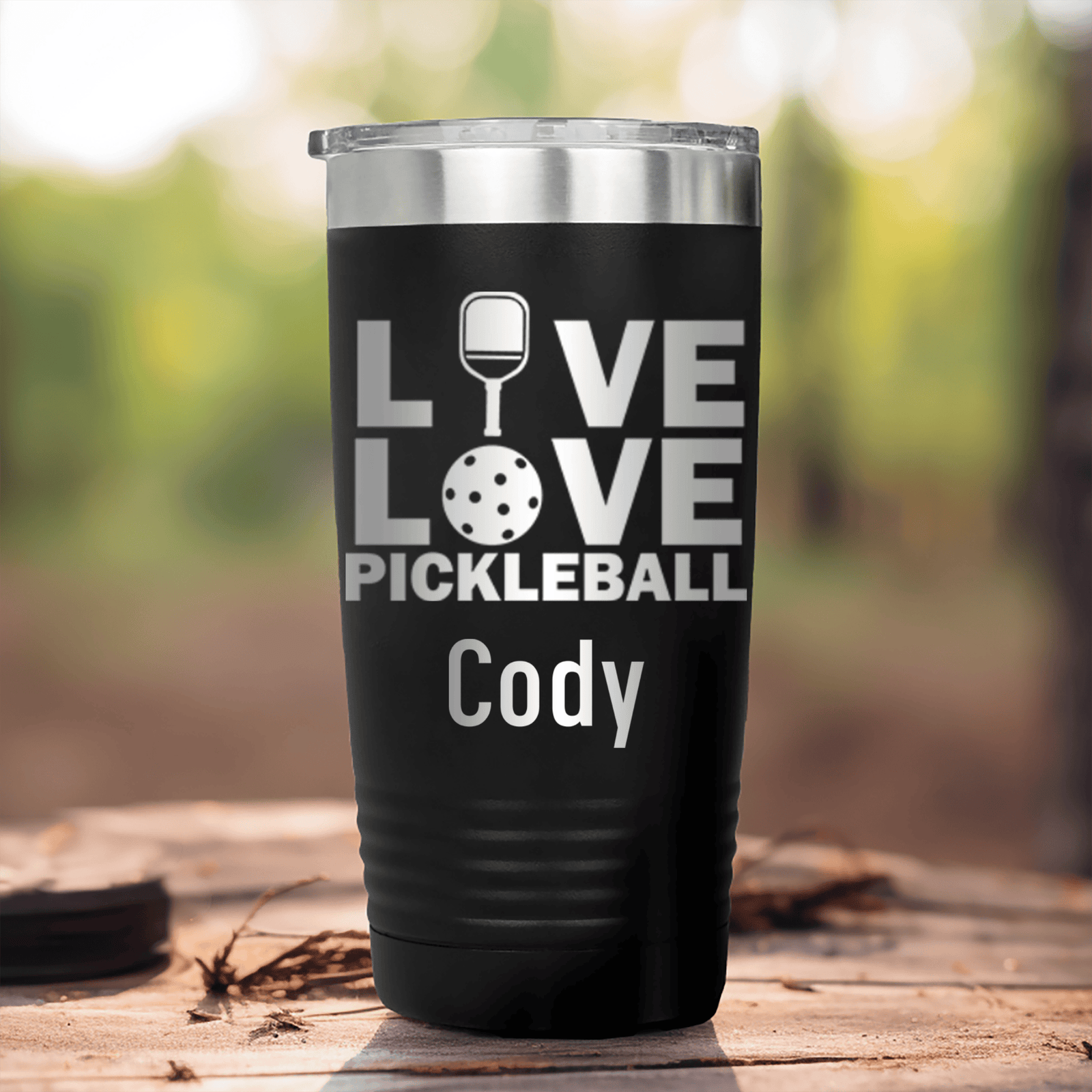 Pink Pickleball Tumbler With Live Love Pickle Design