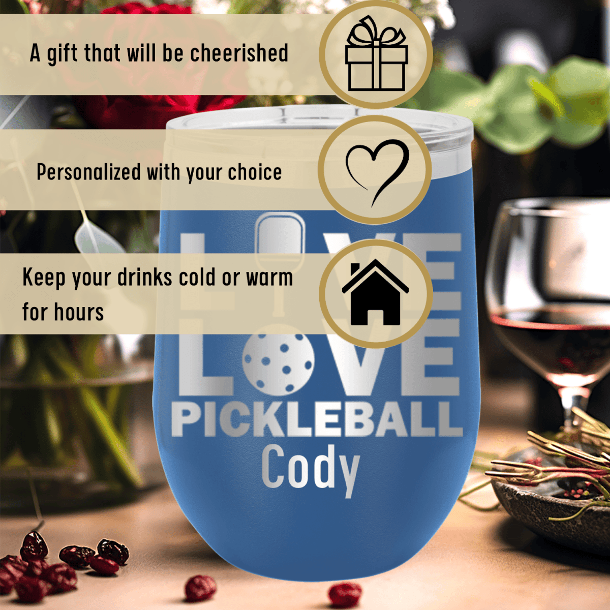 Personalized Live Love Pickle Wine Tumbler for her, Customized Gifts for Women by Groovy Girl Gifts