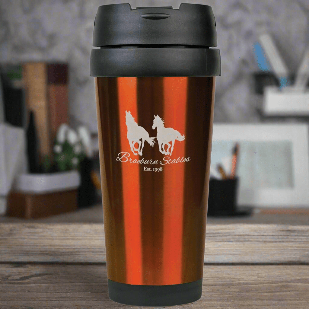Personalized Company Logo Stainless Steel Travel Mug for her, Customized Gifts for Women by Groovy Girl Gifts