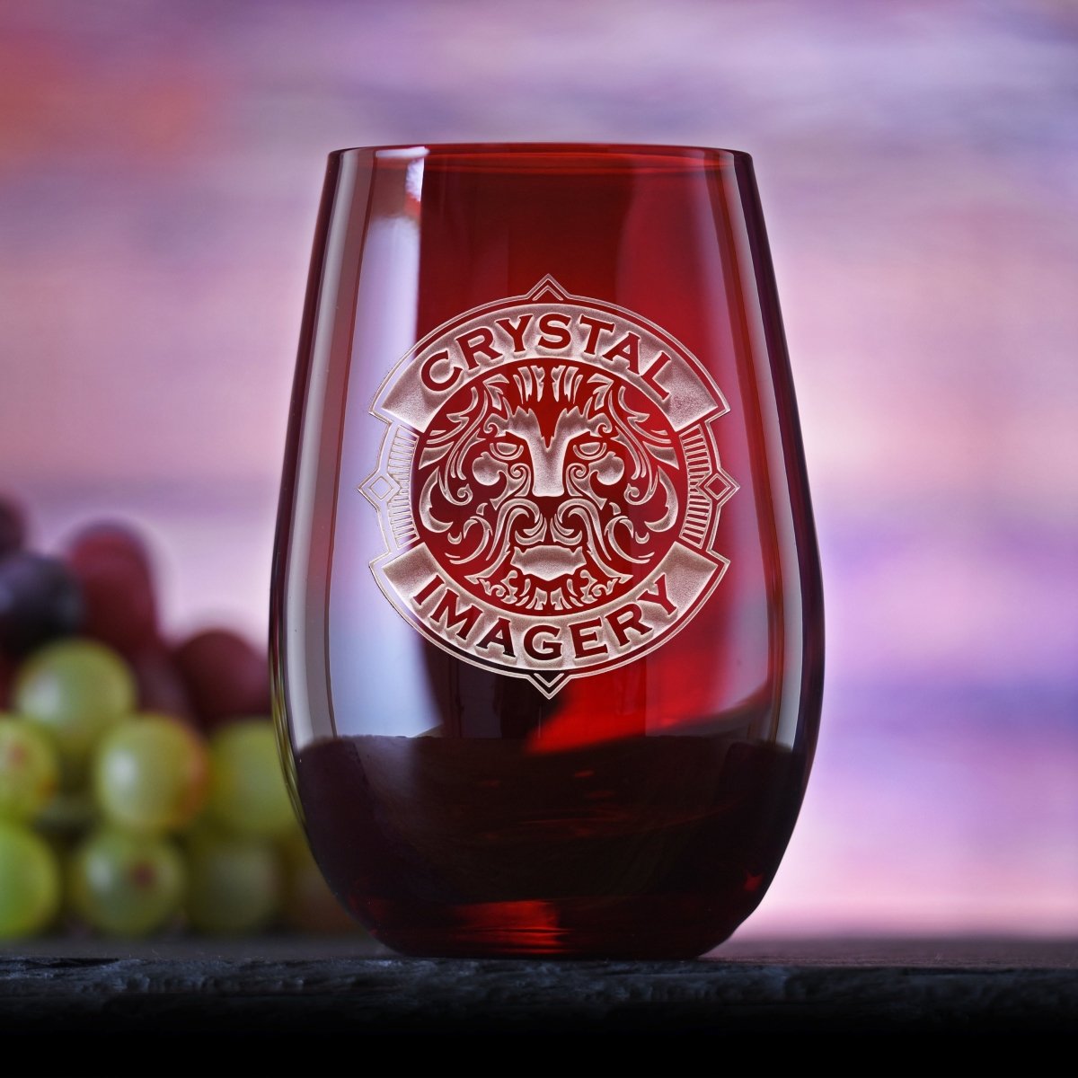 Personalized Logo Red Stemless Wine Glass for her, Customized Gifts for Women by Groovy Girl Gifts