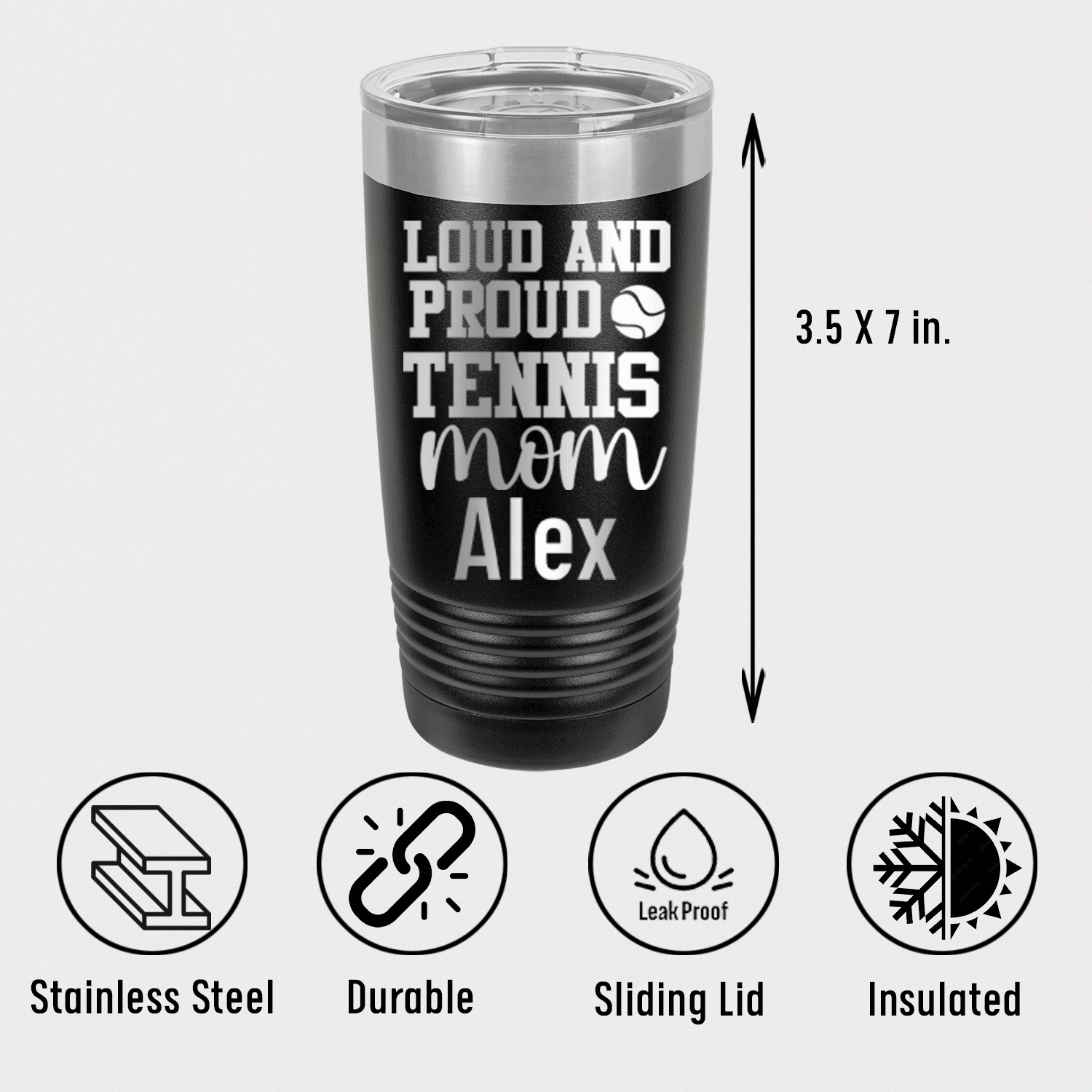 Personalized Loud And Proud Tennis Mom Tumbler for her, Customized Gifts for Women by Groovy Girl Gifts