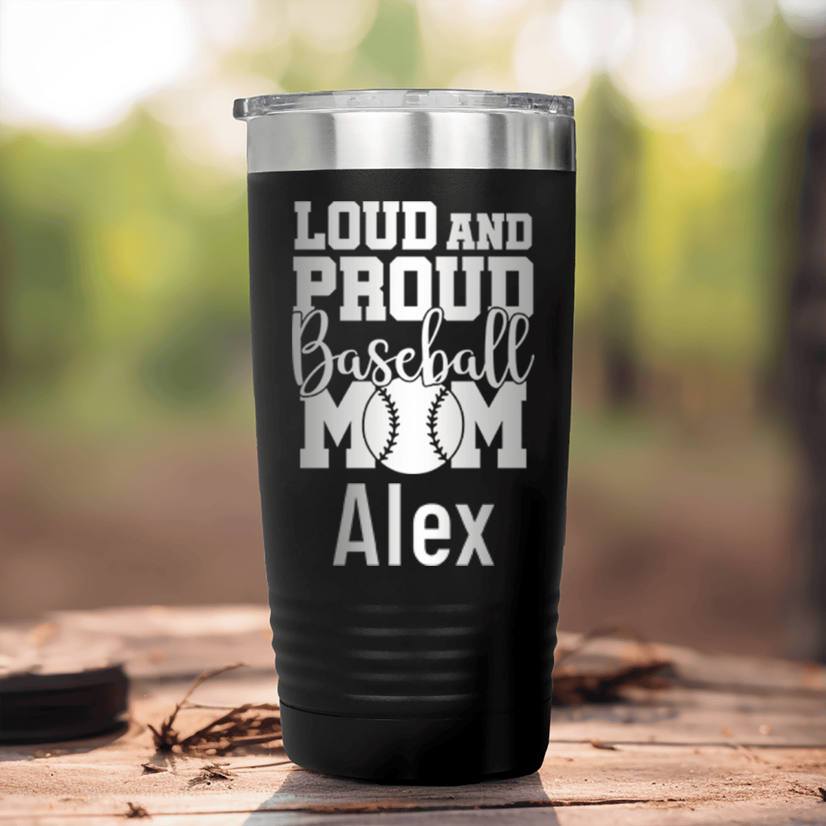 Black Baseball Mom Tumbler With Loud Baseball Mom Alert Design