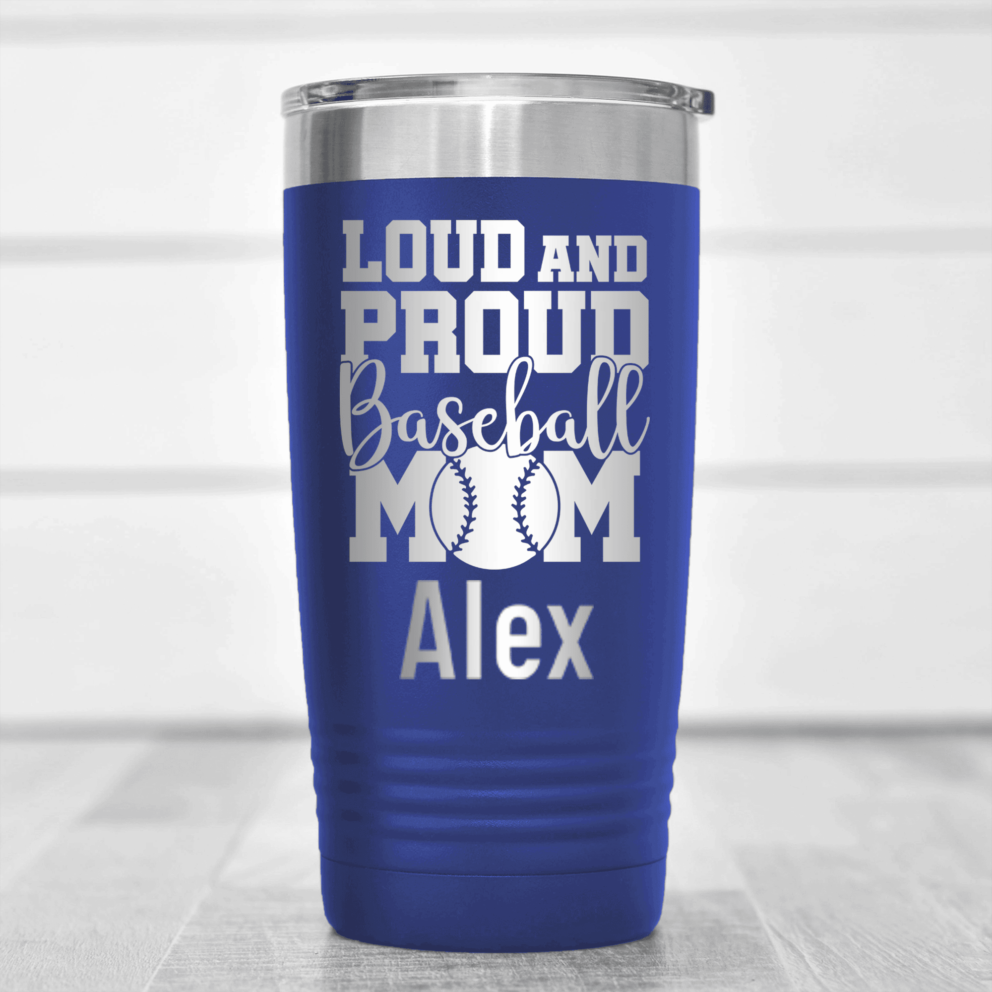 Blue Baseball Mom Tumbler With Loud Baseball Mom Alert Design