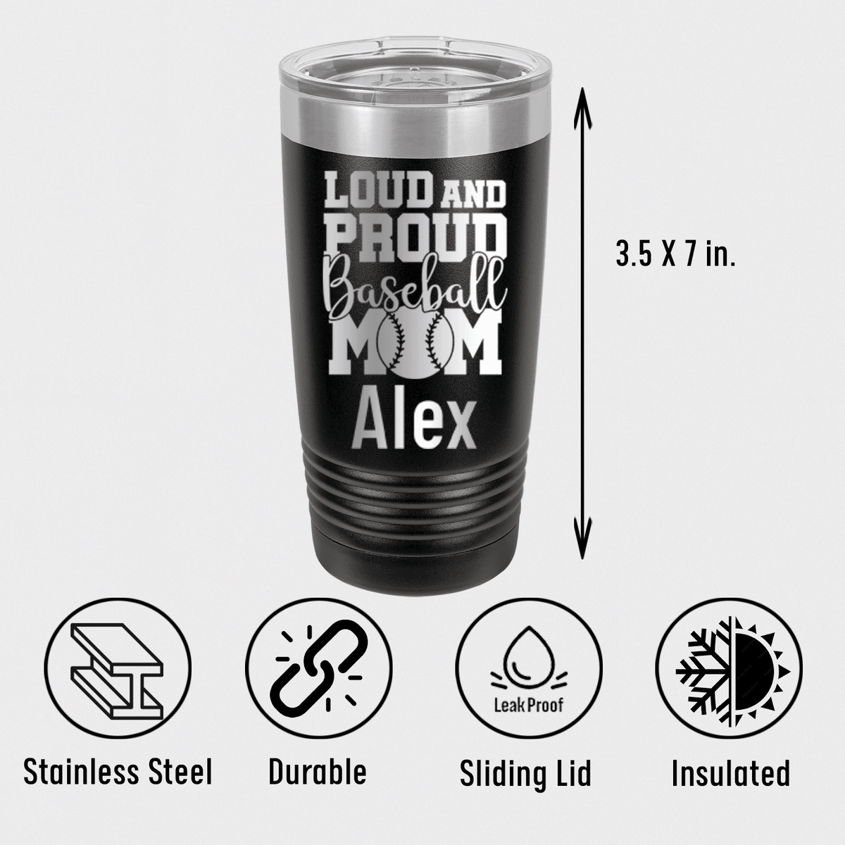 Personalized Loud Baseball Mom Alert Tumbler for her, Customized Gifts for Women by Groovy Girl Gifts