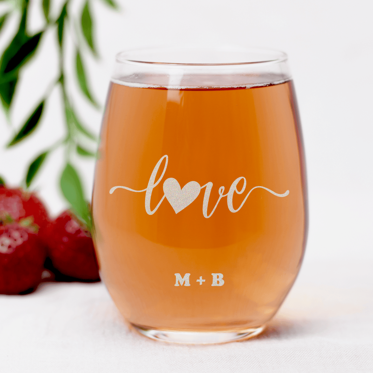 Personalized Love Script Stemless Wine Glass for her, Customized Gifts for Women by Groovy Girl Gifts