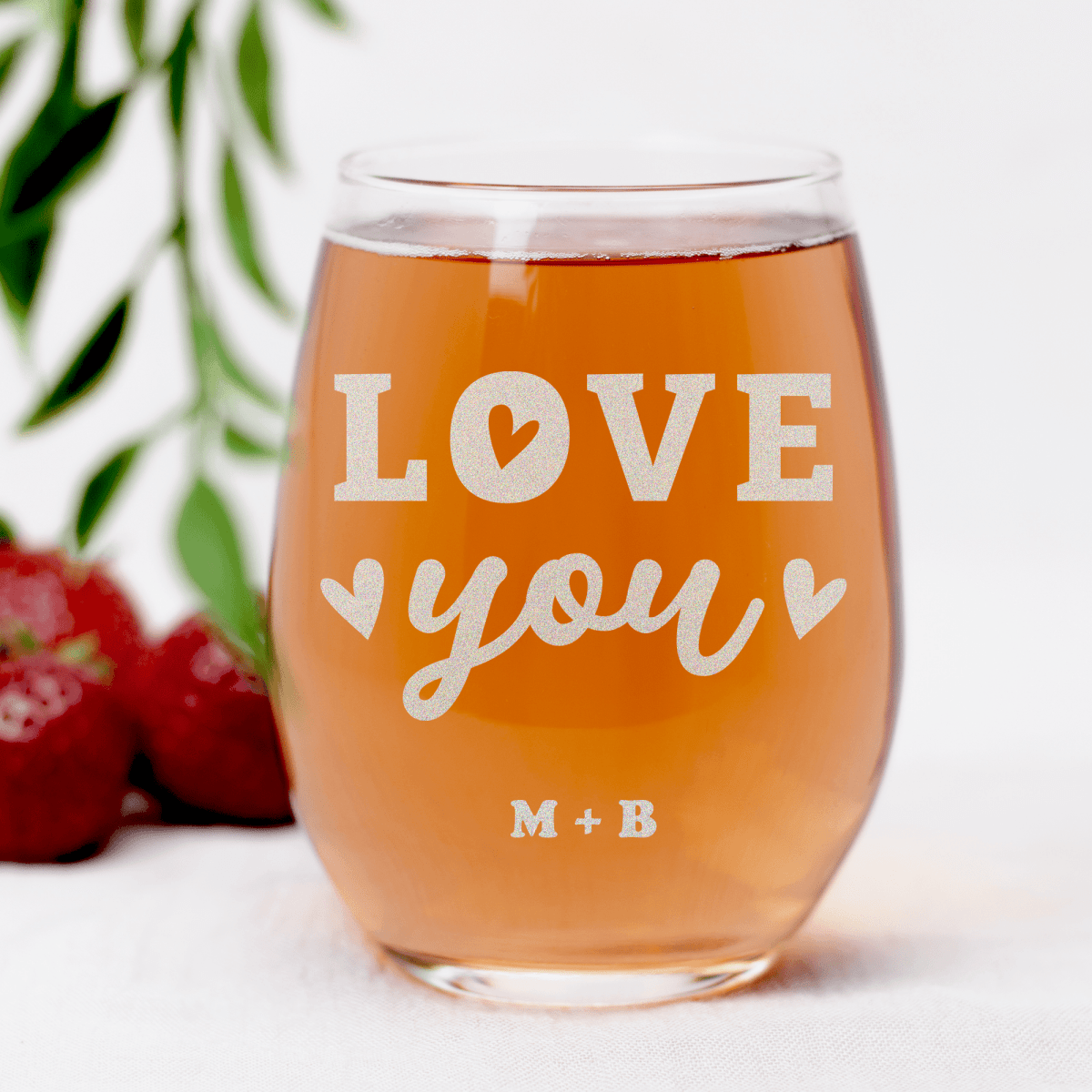 Personalized Love You Most Stemless Wine Glass for her, Customized Gifts for Women by Groovy Girl Gifts