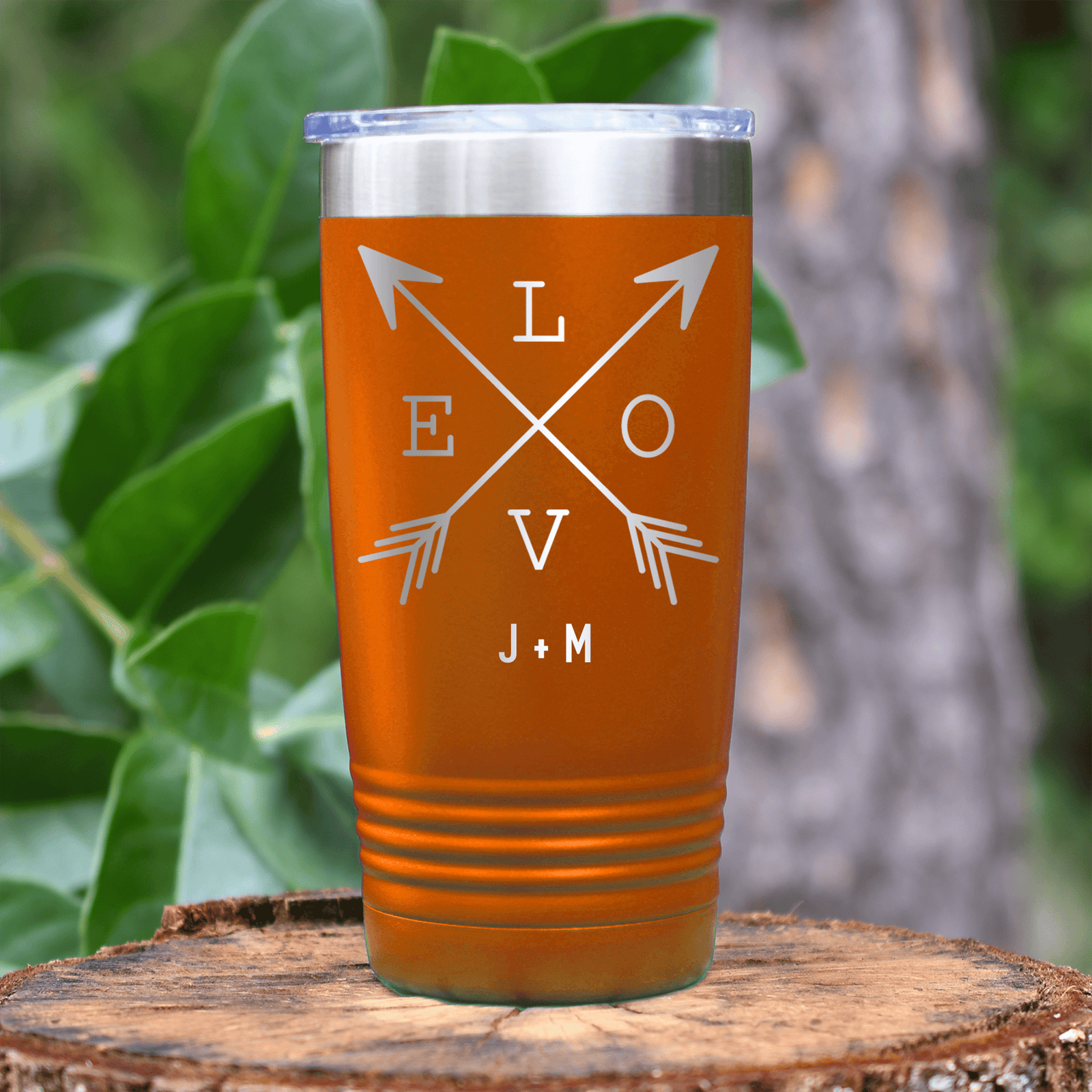 Orange Valentines Day Tumbler With Lovers Arrow Design