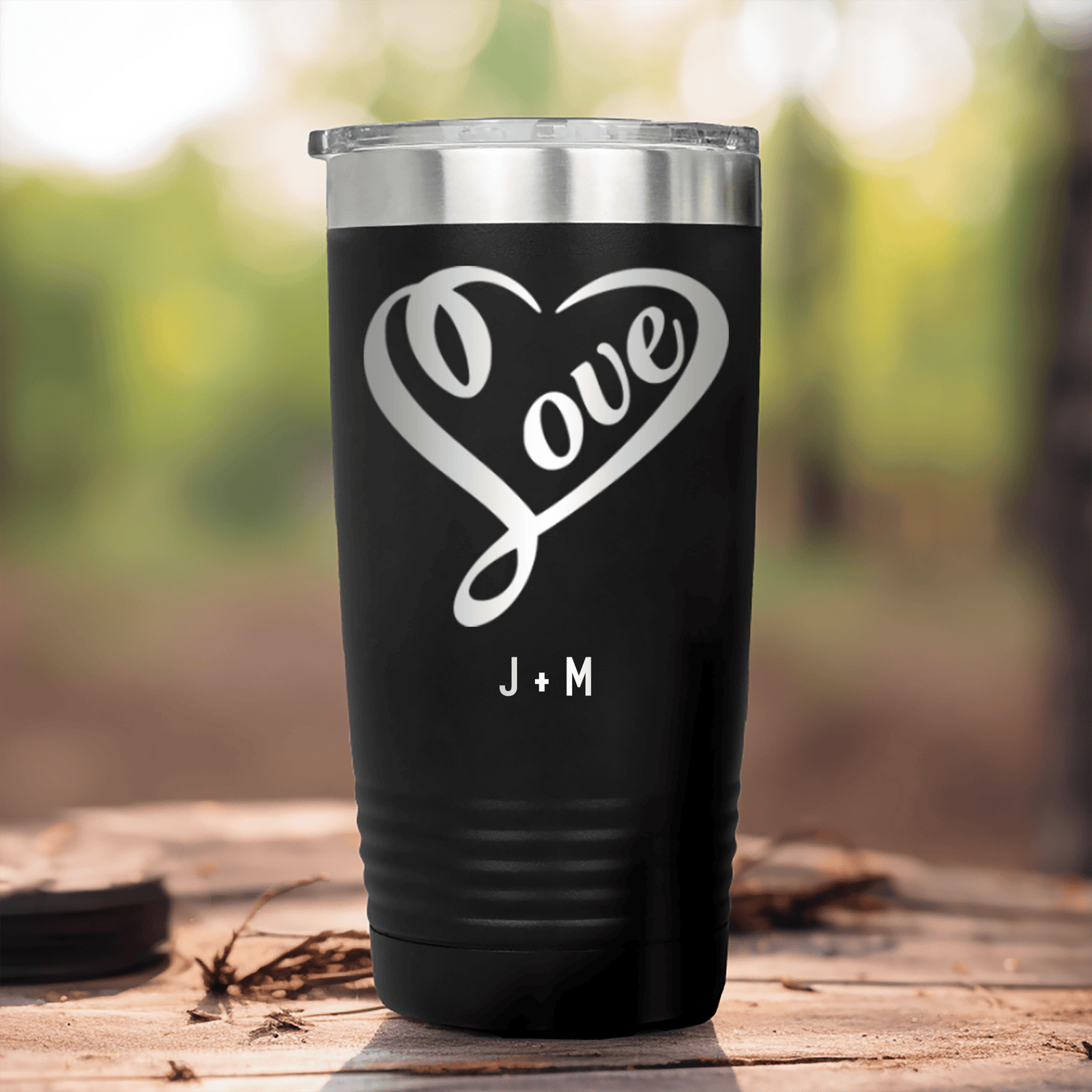 Black Valentines Day Tumbler With Lovers Heart Design