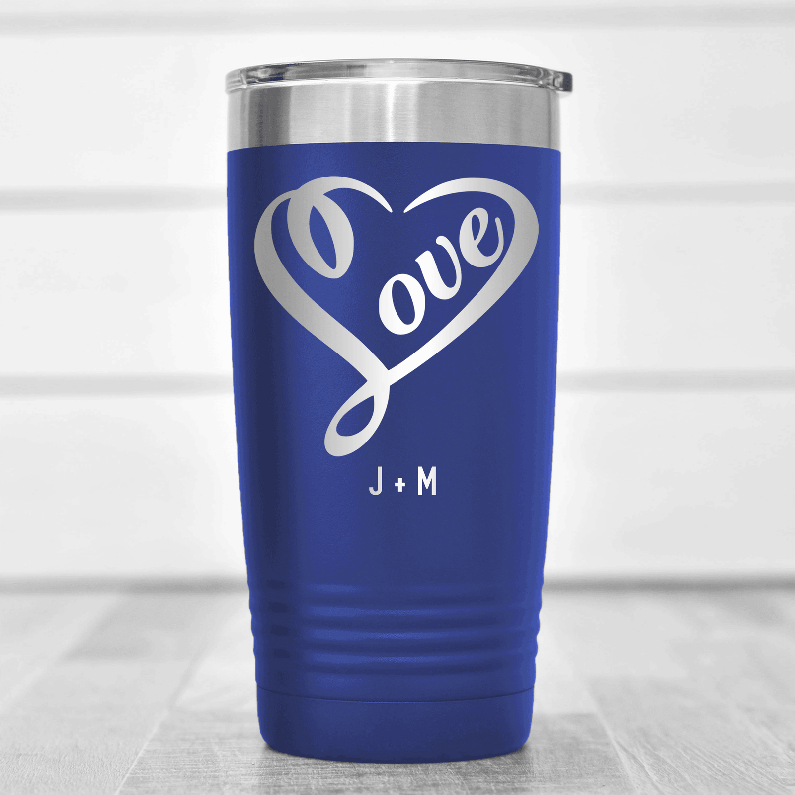 Blue Valentines Day Tumbler With Lovers Heart Design