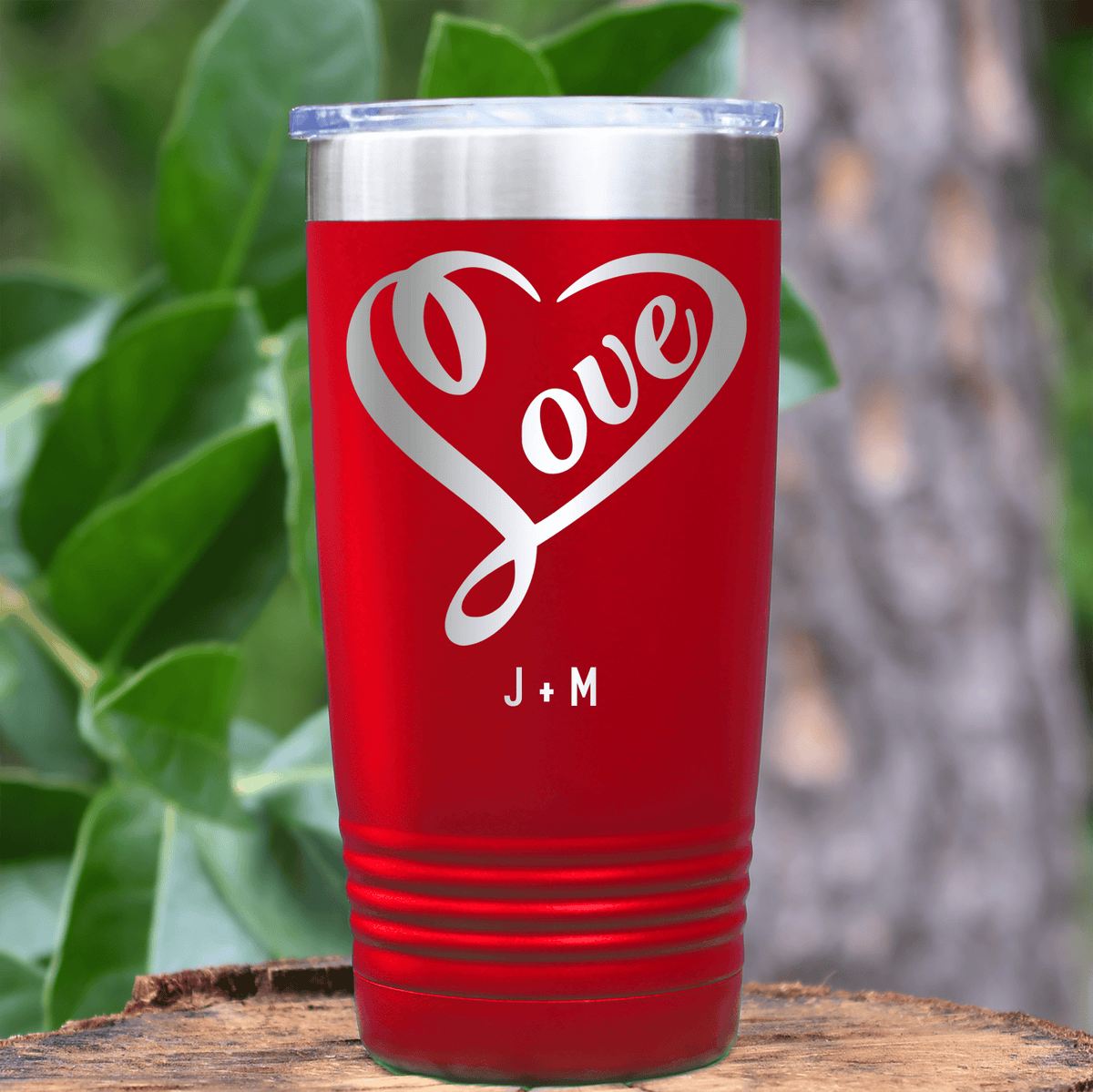 Red Valentines Day Tumbler With Lovers Heart Design
