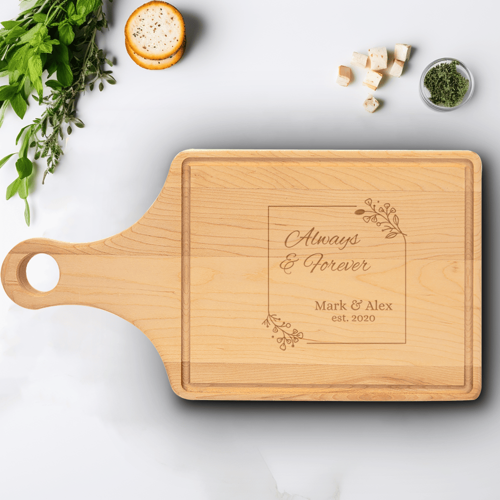 Anniversary Gift Maple Paddle Cutting Board With Loves Signature Design