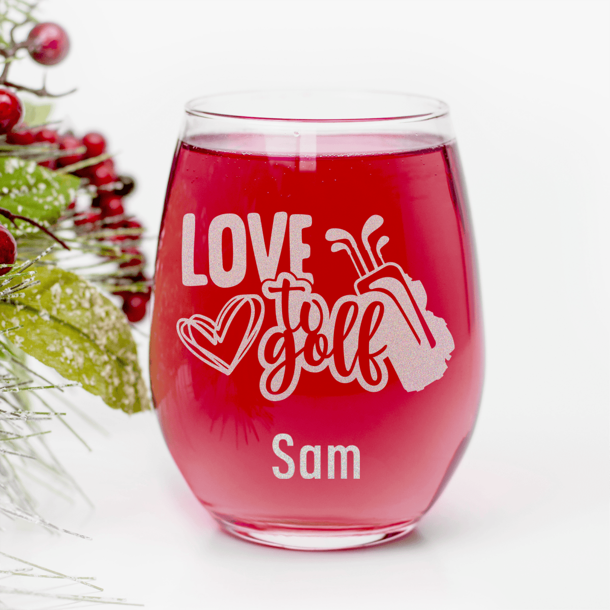 Loving To Golf Stemless Wine Glass