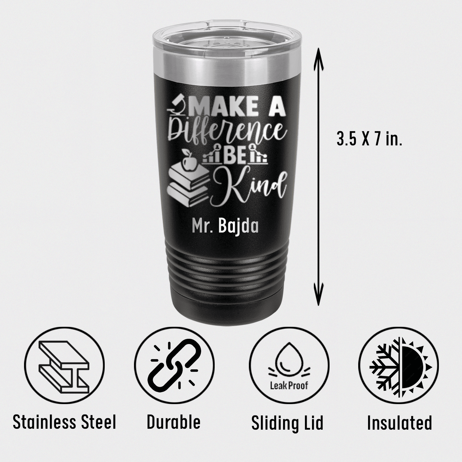 Personalized Make A Difference Be Kind Tumbler for her, Customized Gifts for Women by Groovy Girl Gifts