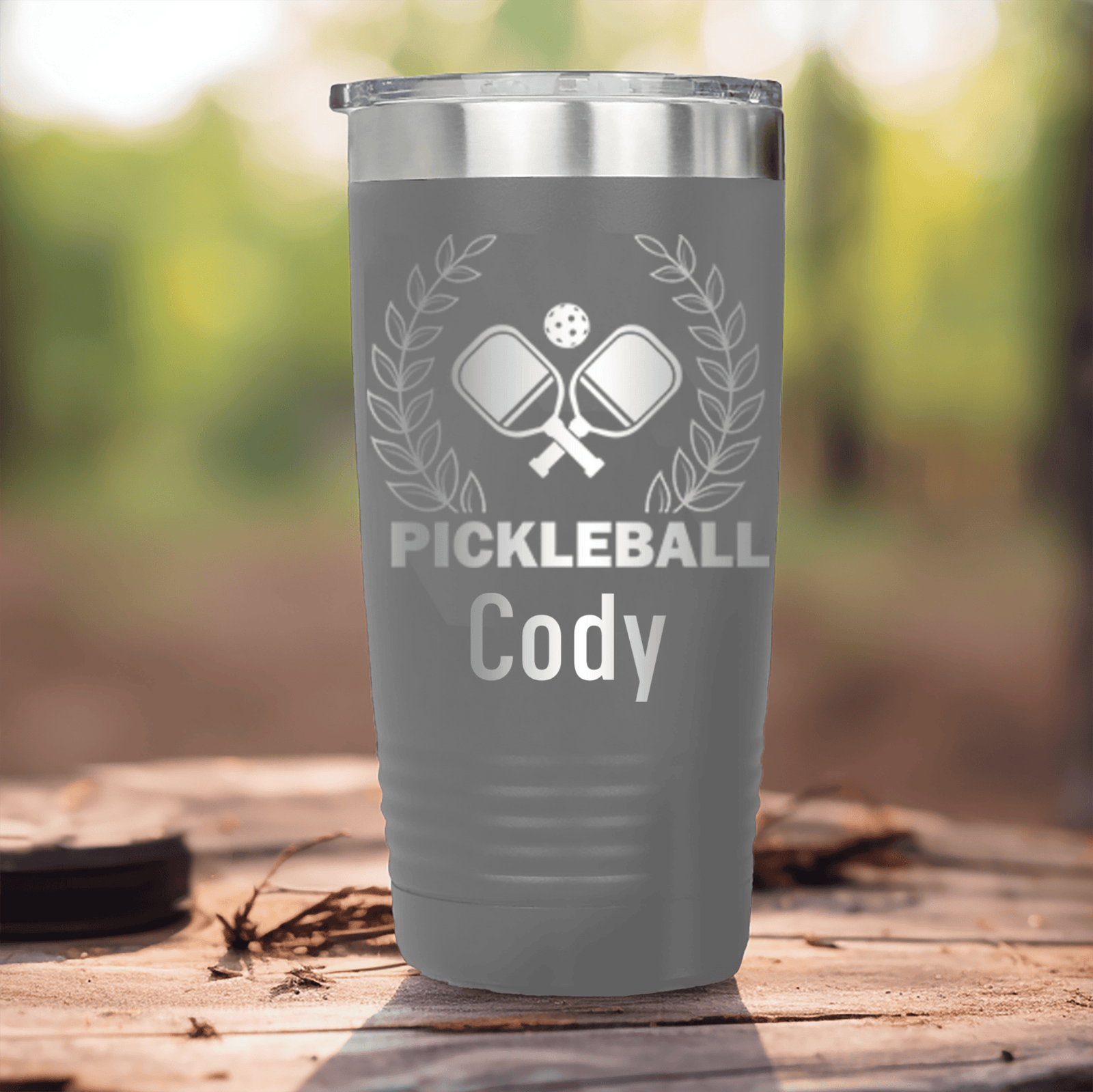 Grey Pickleball Tumbler With Master Of Pickleball Design