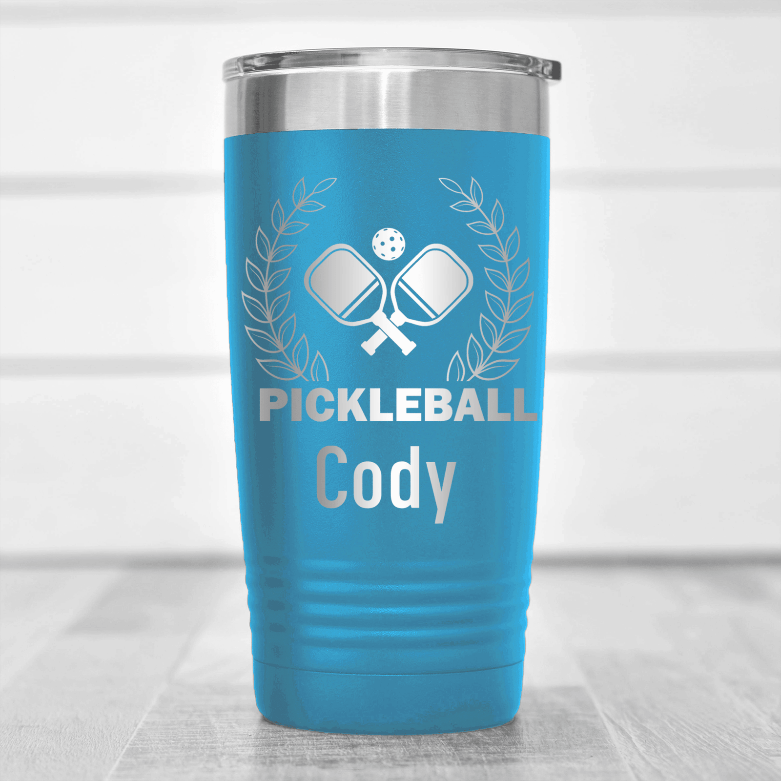 Light Blue Pickleball Tumbler With Master Of Pickleball Design