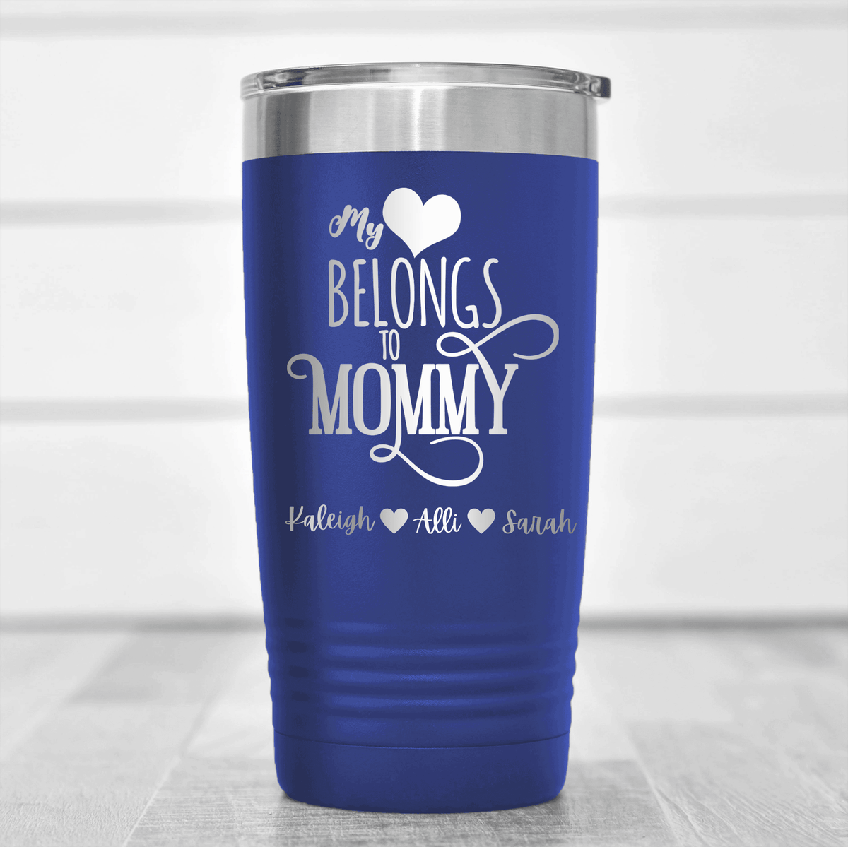 Blue Mothers Day Tumbler With Mommy Has My Heart Design