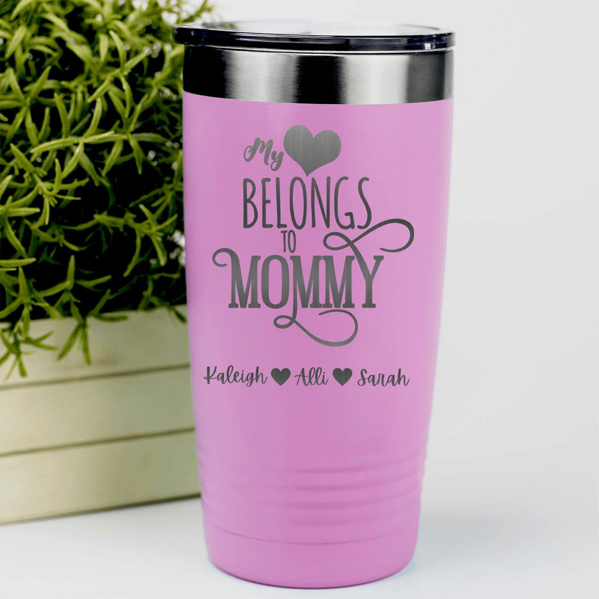 Pink Mothers Day Tumbler With Mommy Has My Heart Design