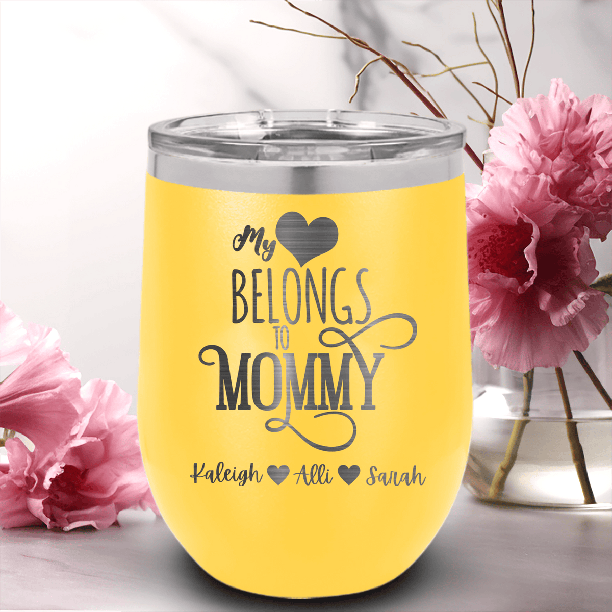 Personalized Mommy Has My Heart Wine Tumbler for her, Customized Gifts for Women by Groovy Girl Gifts