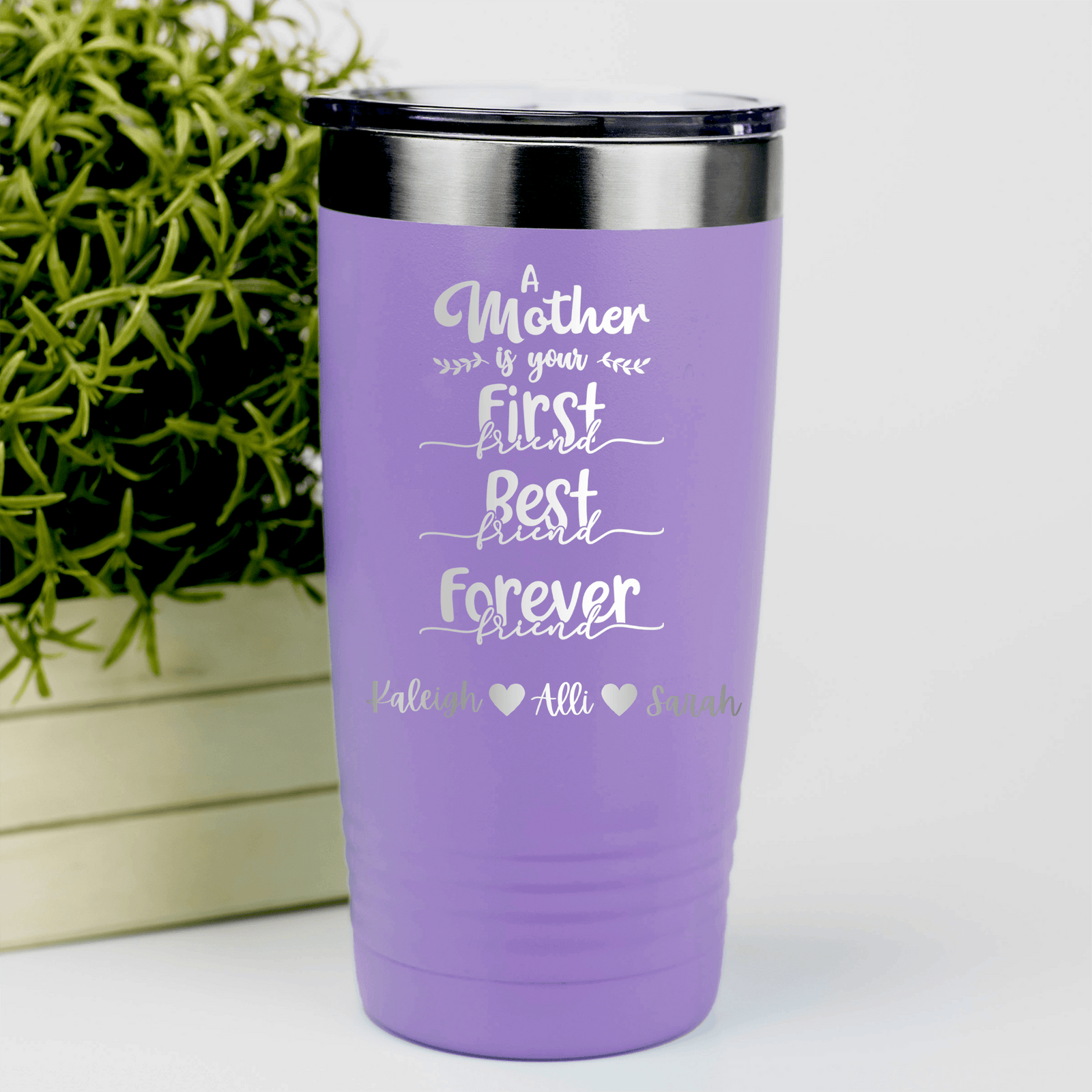 Light Purple Mothers Day Tumbler With Moms Are First Design