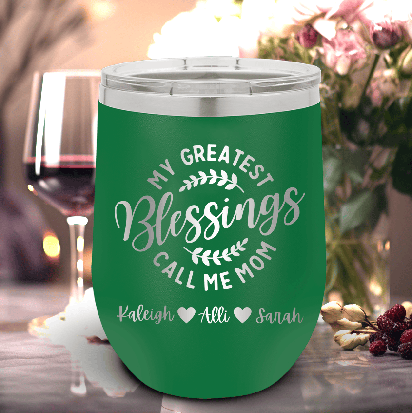 Personalized Moms Greatest Blessings Wine Tumbler for her, Customized Gifts for Women by Groovy Girl Gifts
