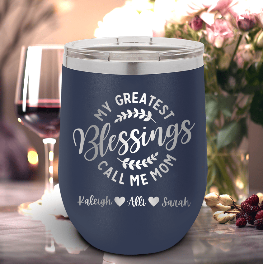 Personalized Moms Greatest Blessings Wine Tumbler for her, Customized Gifts for Women by Groovy Girl Gifts