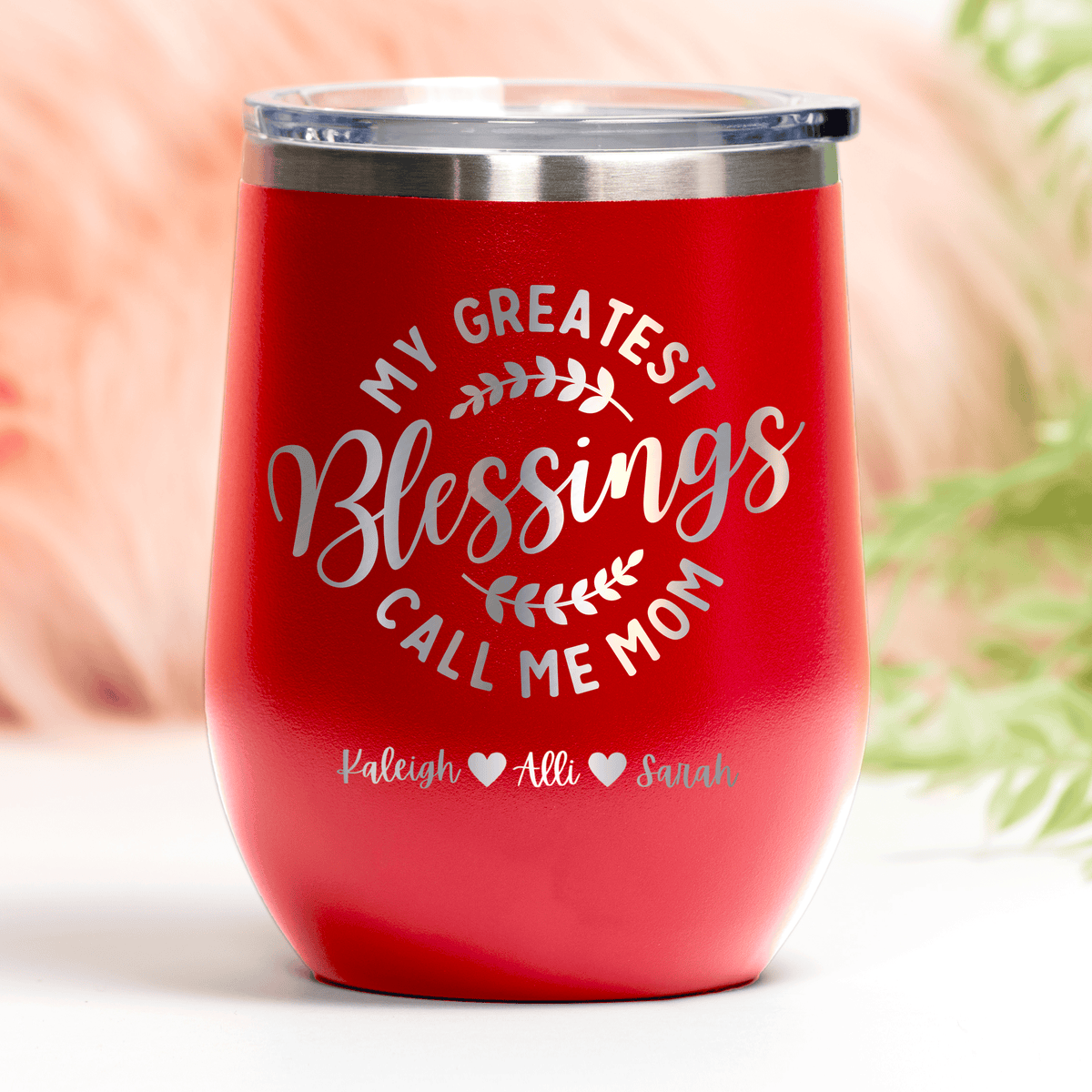 Personalized Moms Greatest Blessings Wine Tumbler for her, Customized Gifts for Women by Groovy Girl Gifts